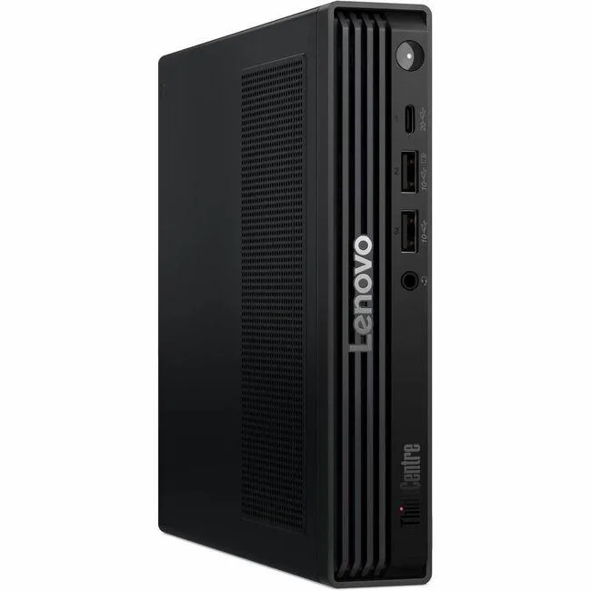 Tiny black desktop PC with USB keyboard