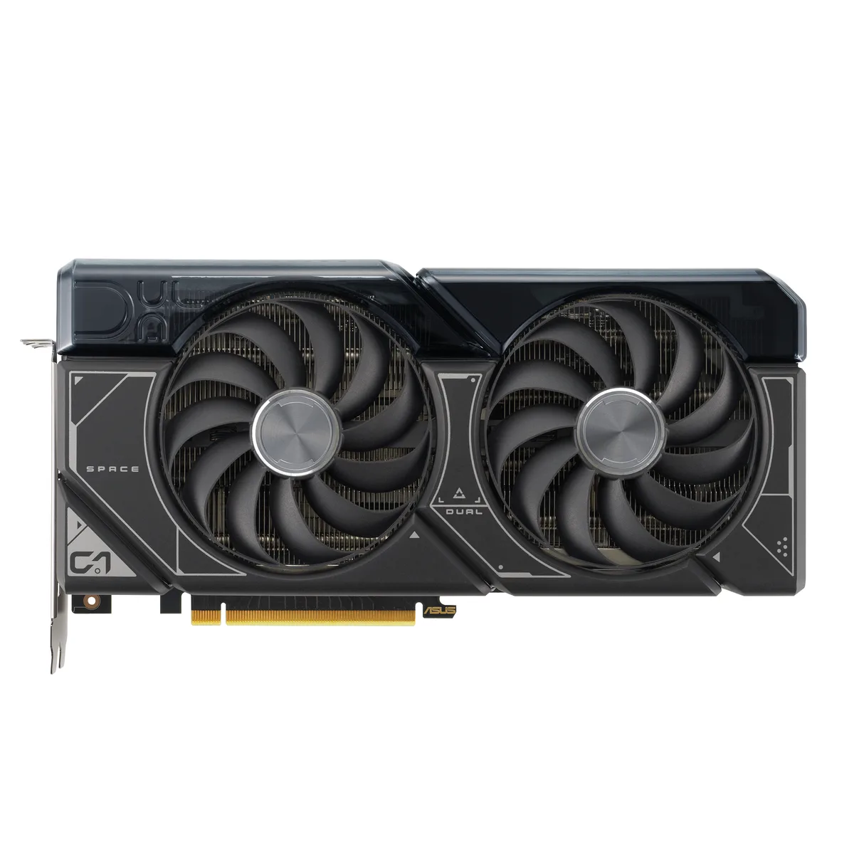 ASUS Dual GeForce RTX 4070 Ti SUPER graphics card with three axial fans, 2.56-slot cooler, dark finish
