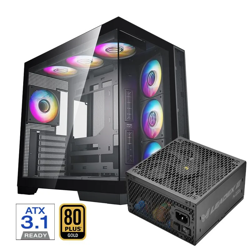 Super Flower Super Flower Thunder Black ATX Mid Tower PC Case 1000W 4 ARGB Fans — termékfotó