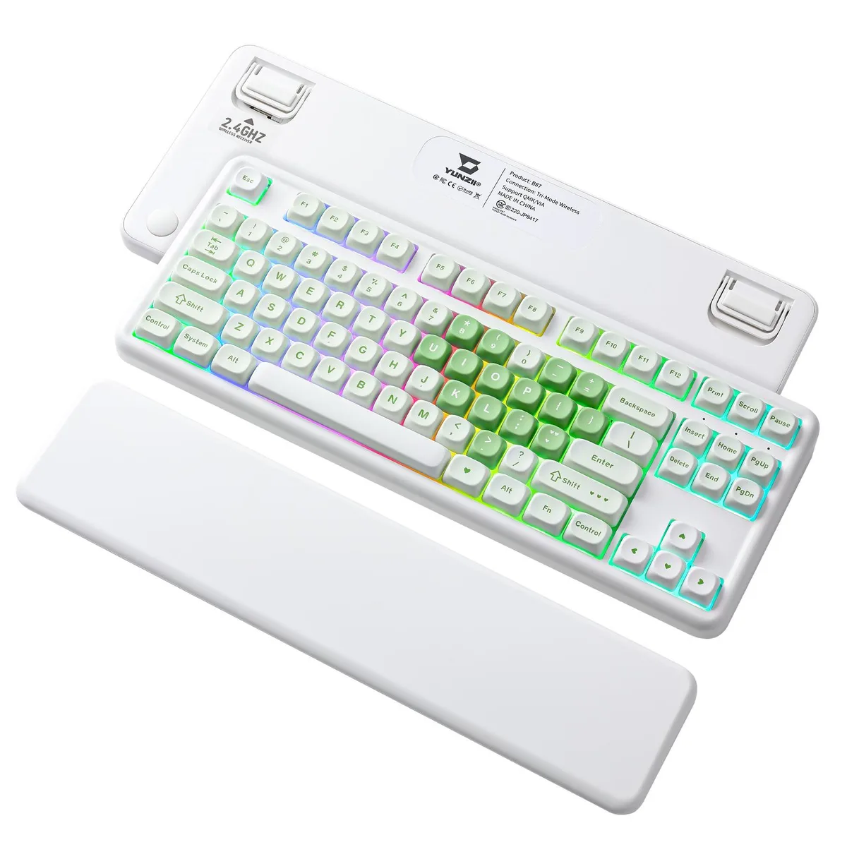 YUNZII YUNZII B87 Heart Wireless Mechanical Keyboard Matcha Cocoa V2 Switch gaming keyboard — product photo