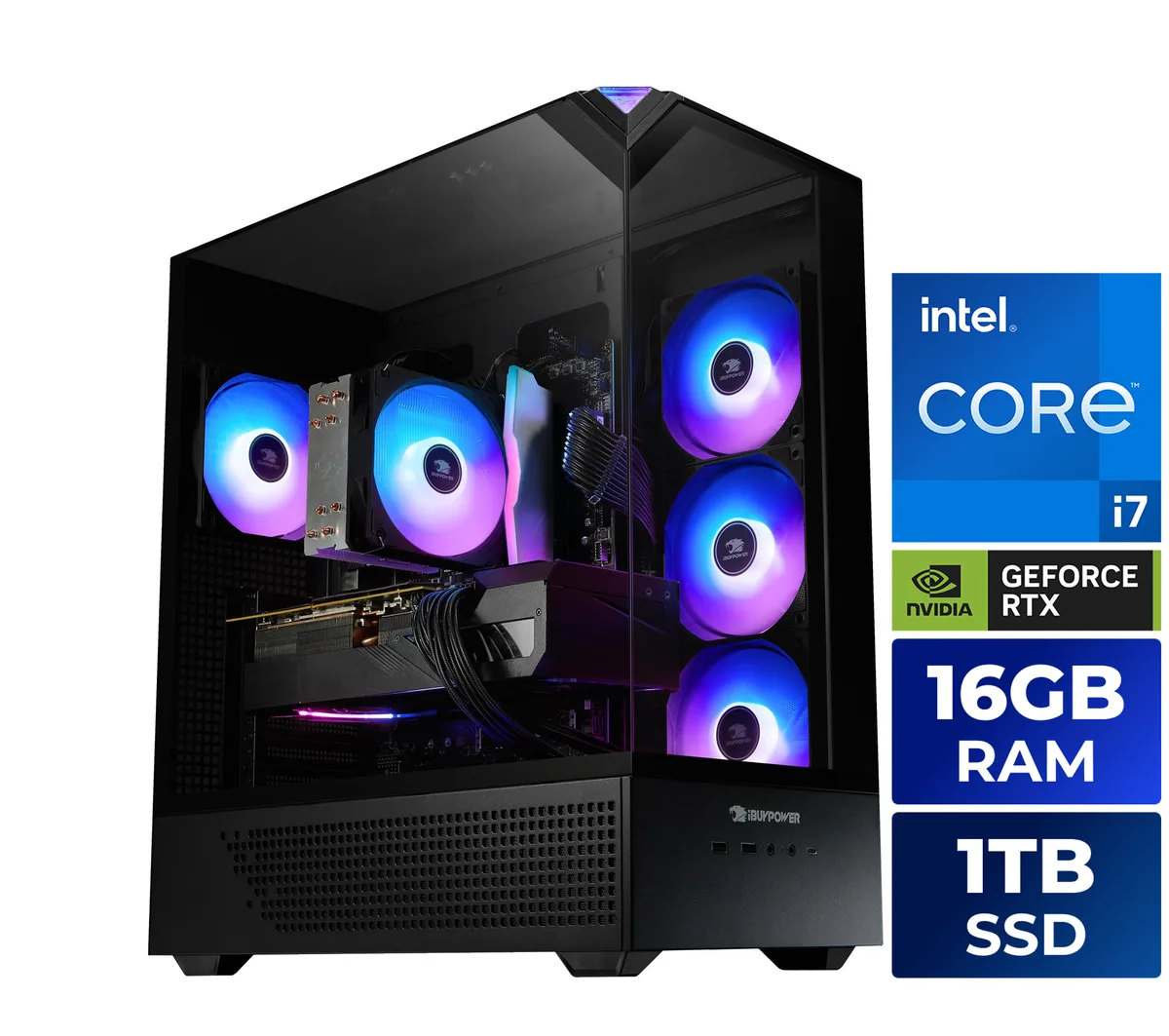 iBUYPOWER iBUYPOWER EBI7N5602 gaming PC i7 14700F RTX 5060 8GB 16GB DDR5 1TB NVMe — product photo