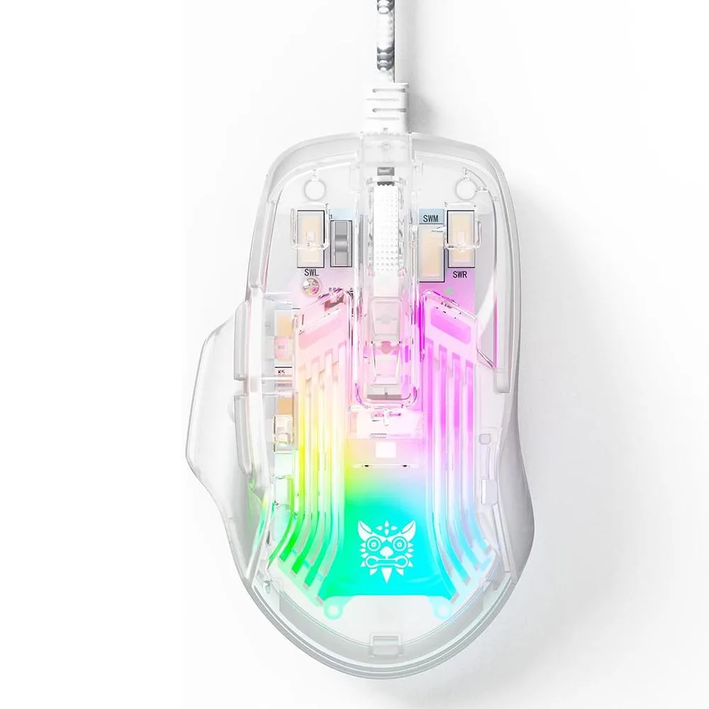 Hitoor Hitoor Gaming Mouse Transparent Crystal Shell White 12800 DPI Wired USB 6 Buttons — fotografia produktu
