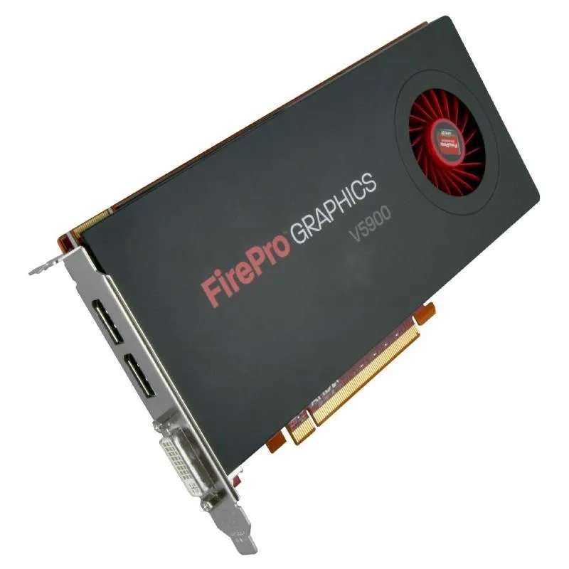 Sapphire FirePro V5900 graphics card with dual-slot fan cooler, DisplayPort and DVI-I outputs