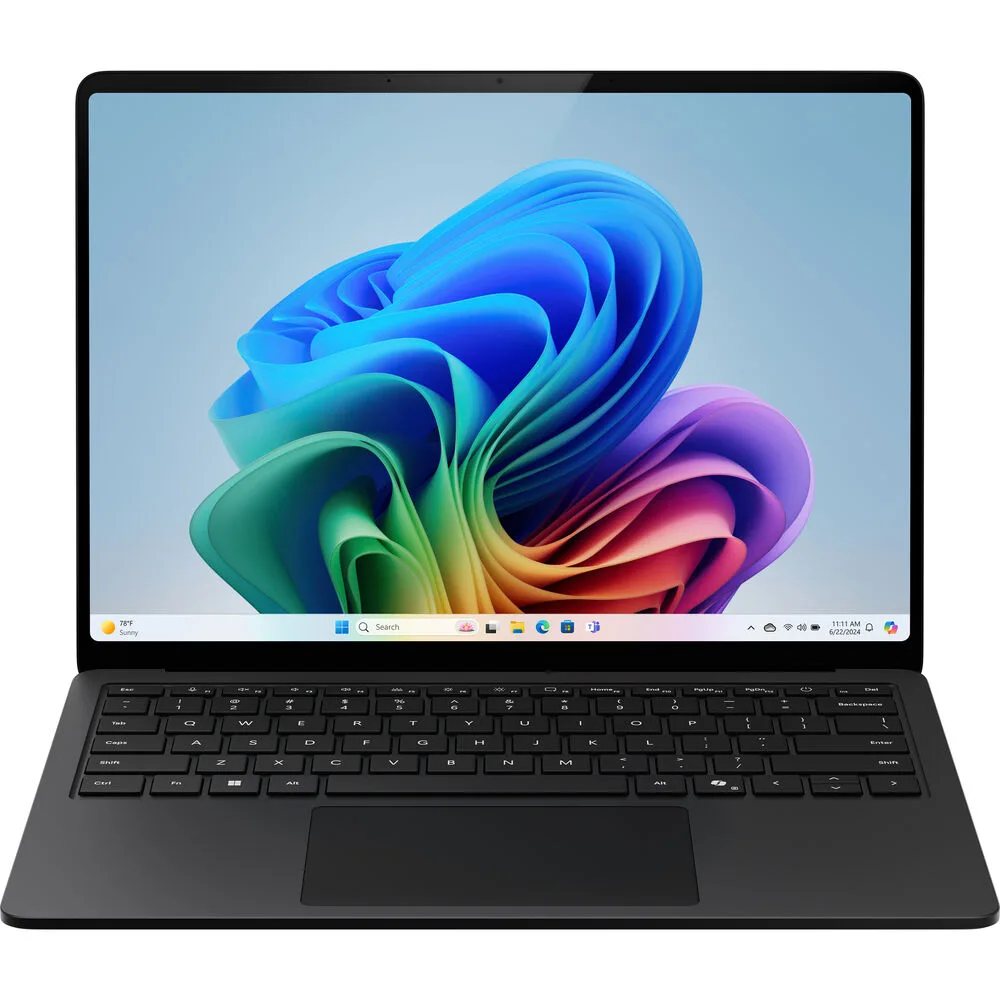 Black 15 inch Surface Laptop 7th Edition with thin bezels and touchscreen