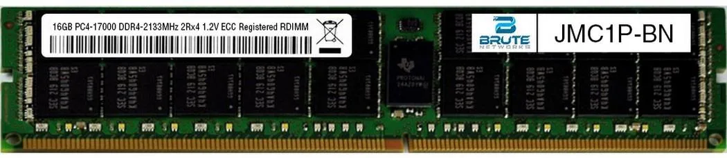 Green 288-pin DDR4 RDIMM with black chips and gold contacts
