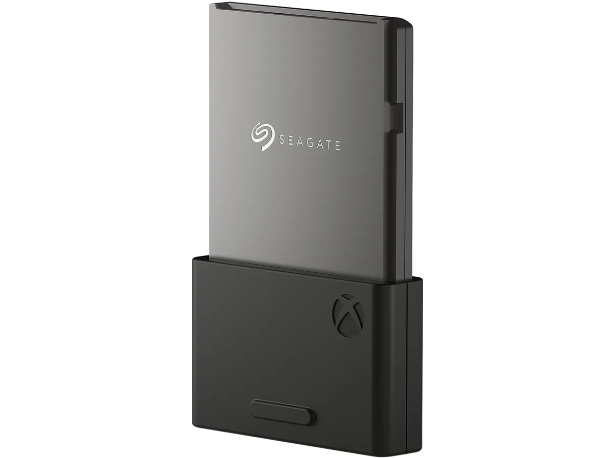 Black rectangular expansion card with a matte finish and rounded edges, designed for Xbox Series X|S
