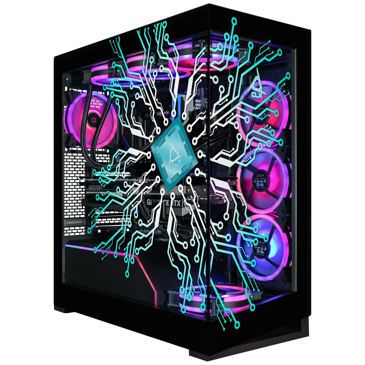 CLX Gaming CLX Gaming TGMHORRTU5207BX gaming PC Intel Core Ultra 9 285K 64GB DDR5 RTX 5070 Ti 16GB GDDR7 2TB NVMe 6TB HDD — product photo