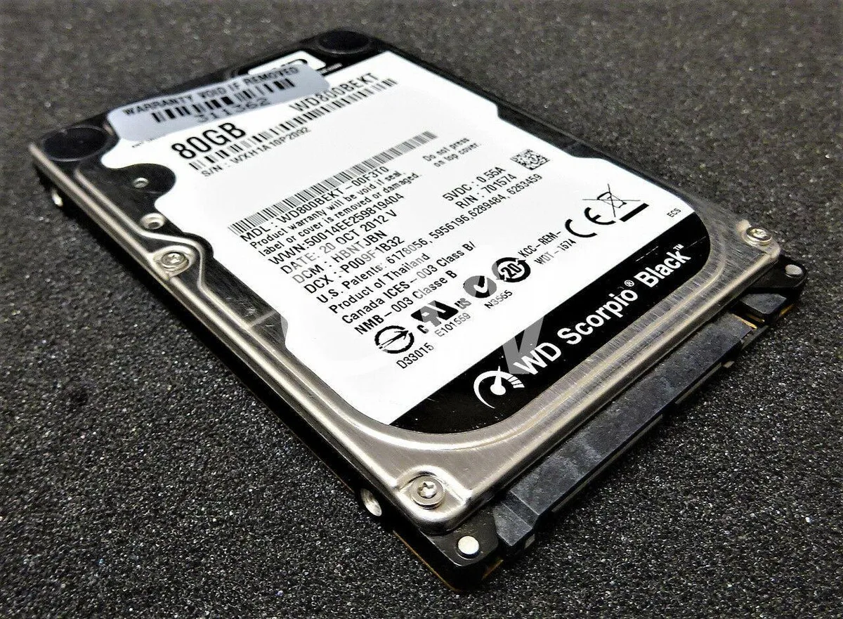Silver 2.5 inch SATA hard drive with label visible