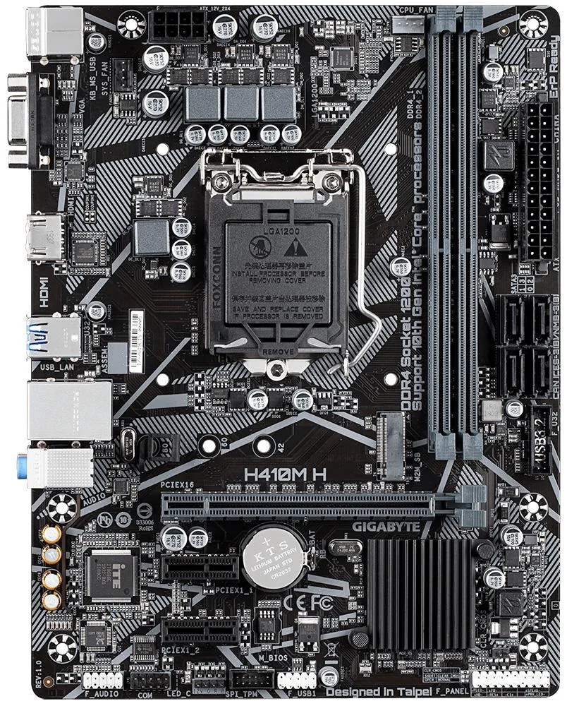 Green Micro ATX motherboard with silver sockets and black heatsinks