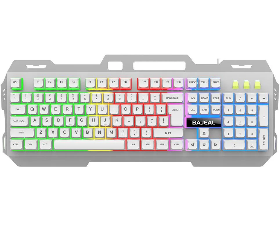 Bailink Bailink 2026 Wired Membrane Gaming Keyboard White 104 Keys 12 Multimedia IPX4 Phone Holder — 제품 사진