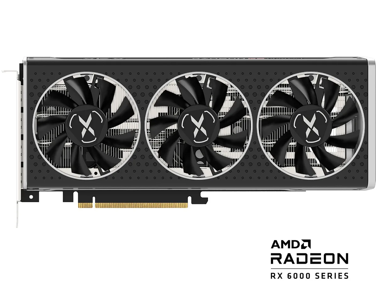 XFX Speedster Merc 308 Radeon RX 6650 XT graphics card with triple fans and silver shroud