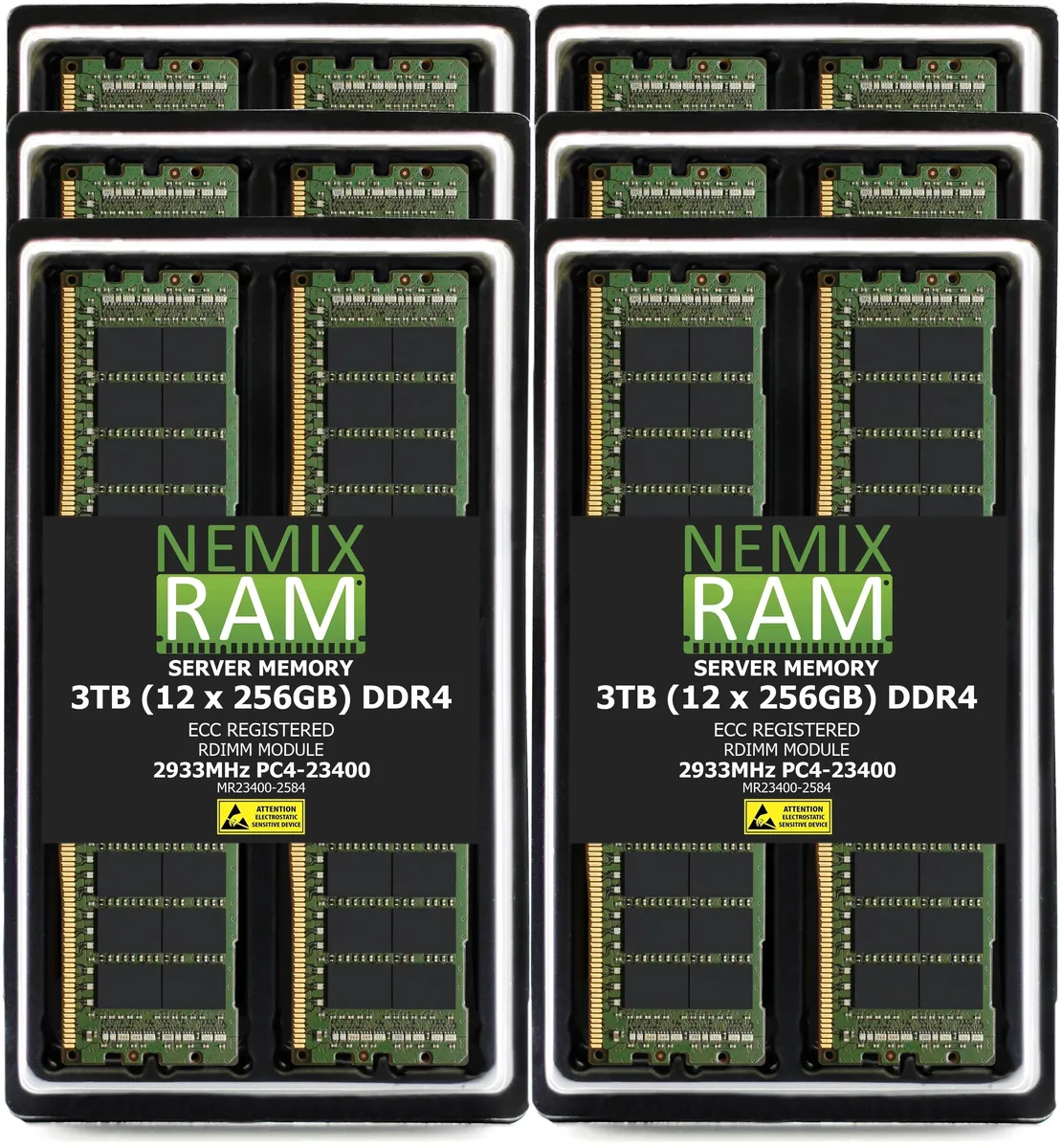 NEMIX RAM NEMIX RAM 3TB (12 x 256GB) DDR4 2933MHz PC4-23400 8Rx4 ECC RDIMM Server Memory Kit — 商品写真