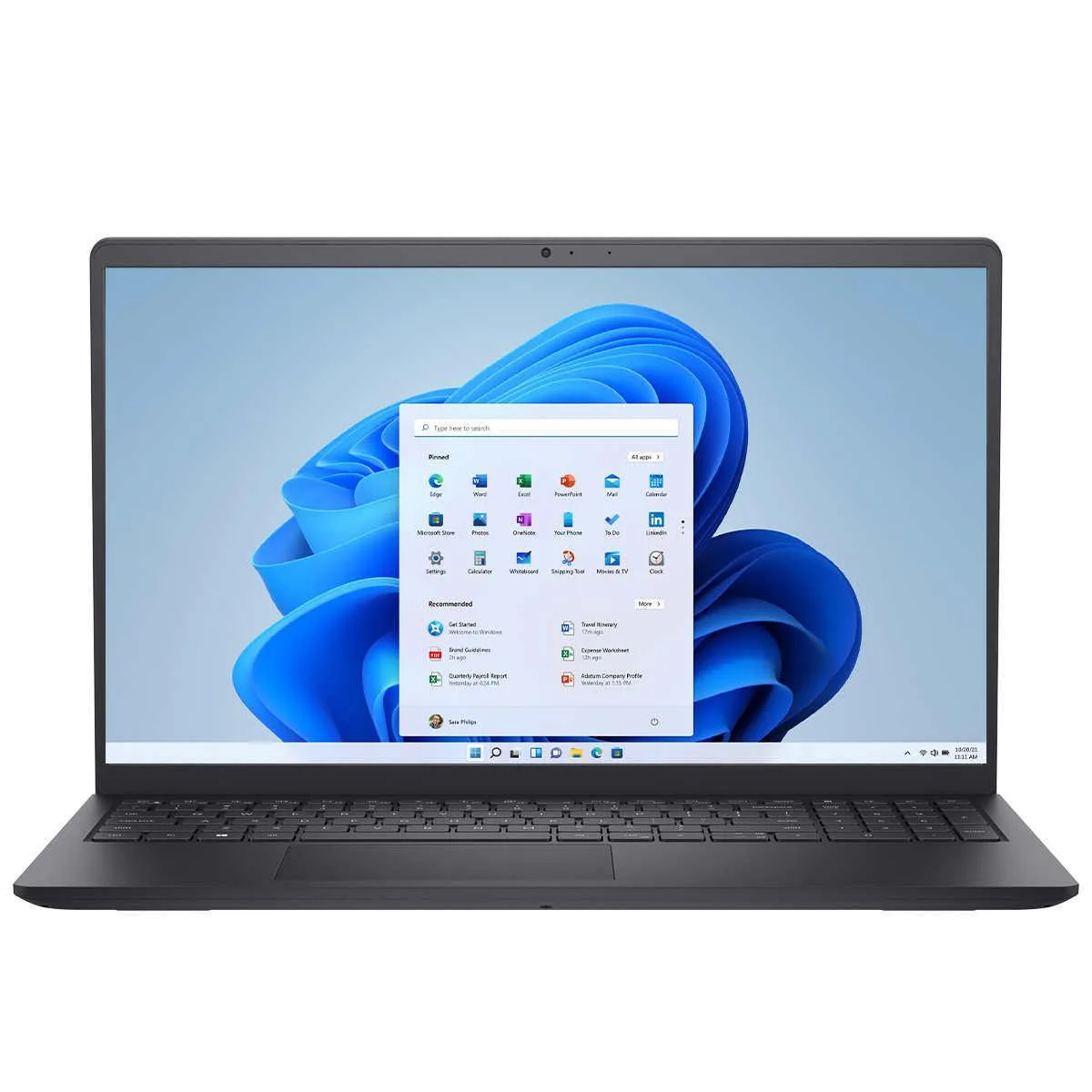 Black 15.6 inch touchscreen laptop closed on flat surface