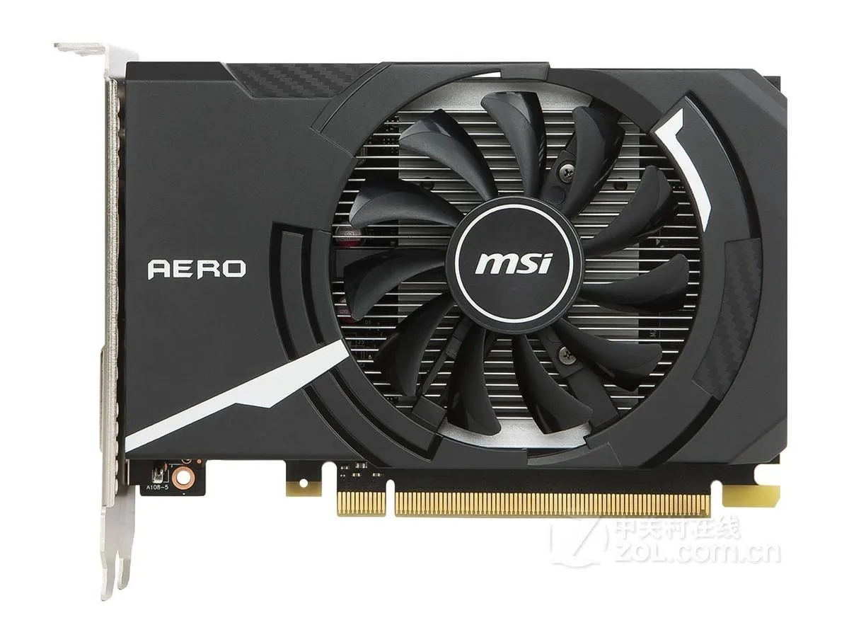 Compact MSI GT 1030 graphics card, black shroud, single fan, low-profile bracket