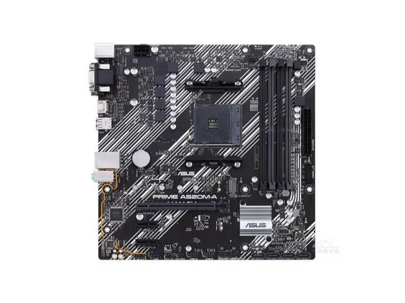 Green micro-ATX board with black AM4 socket and four DDR4 slots