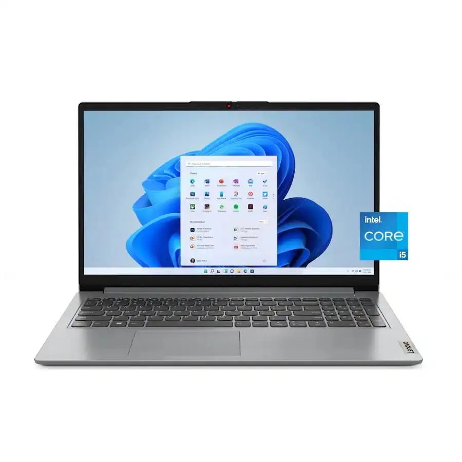 Cloud Grey Lenovo IdeaPad 1i laptop, 15.6 inch FHD non‑touch screen, narrow bezels