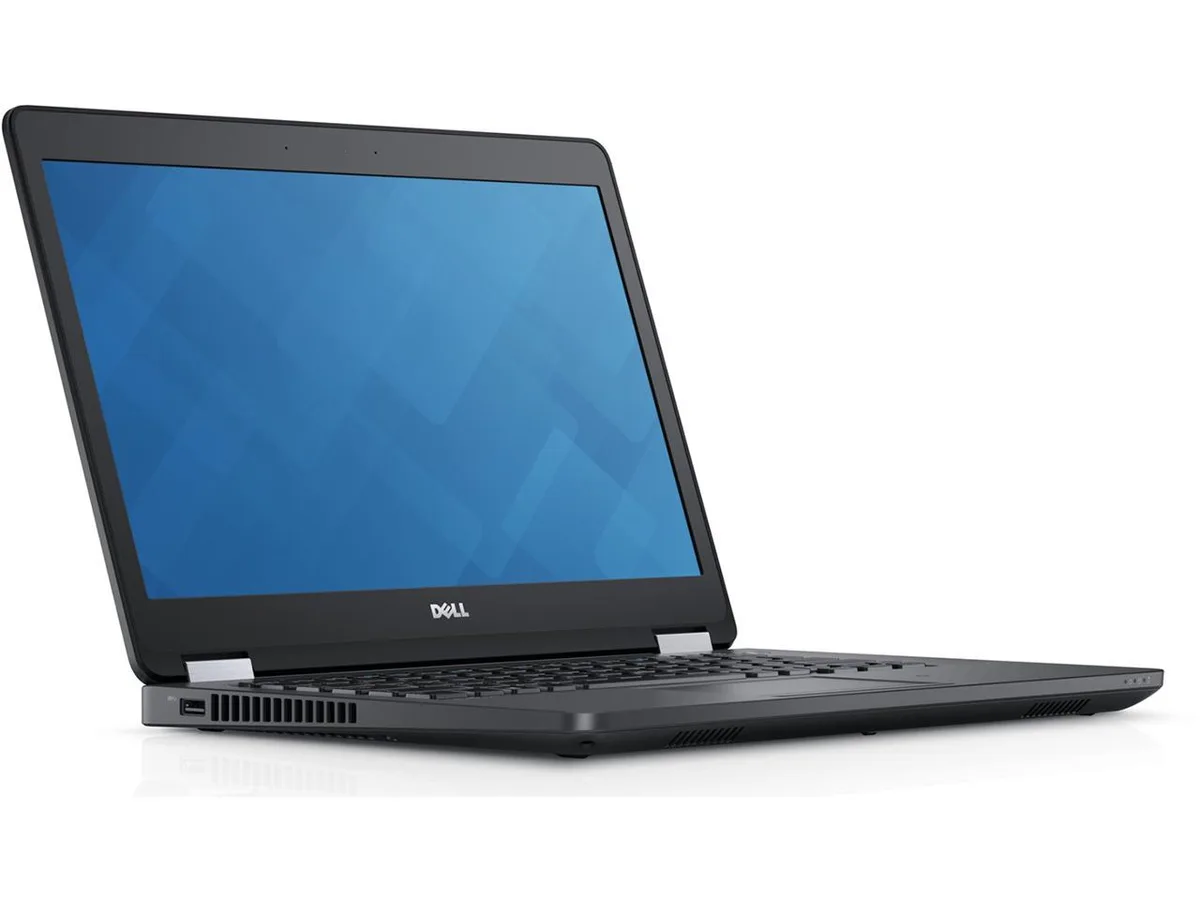 Black and silver Dell Latitude E5470 laptop closed view