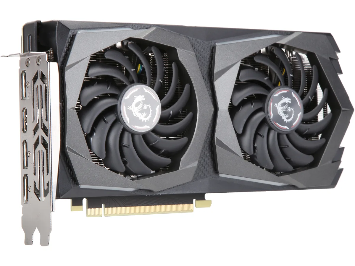 MSI GTX 1660 Ti GAMING 6G dual-fan graphics card with black shroud and silver backplate