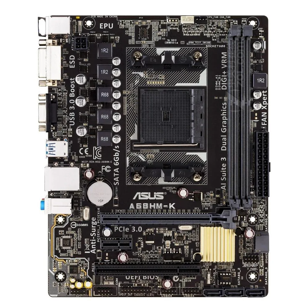 Green Micro ATX motherboard with silver CPU socket and black DDR3 slots