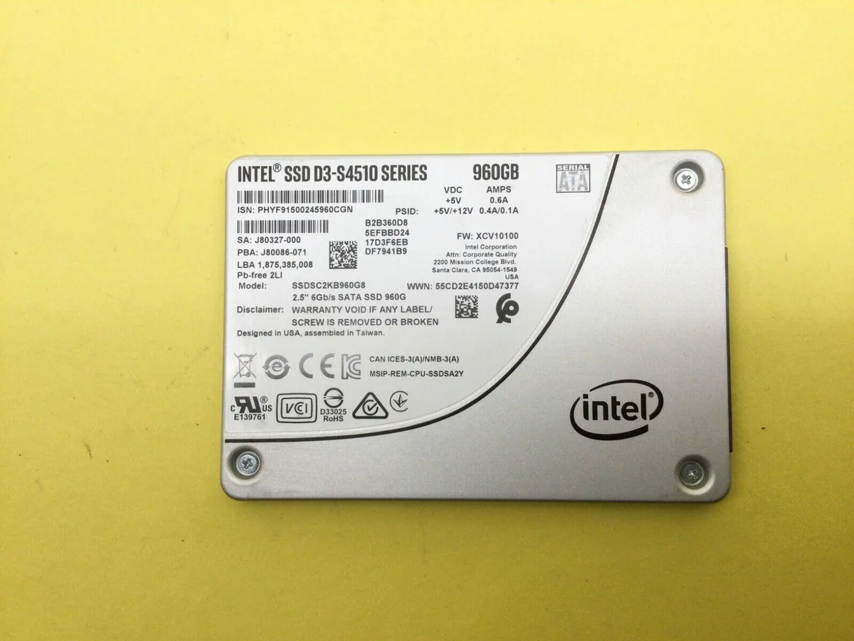 Intel Intel D3-S4510 960 GB 2.5" SATA internal SSD SSDSC2KB960G8 — product photo