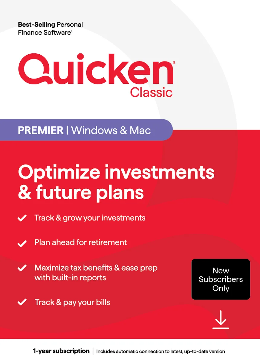 Quicken Inc. Quicken Inc. 170488 Classic Premier accounting 1 year Windows Mac download — fotografia produktu