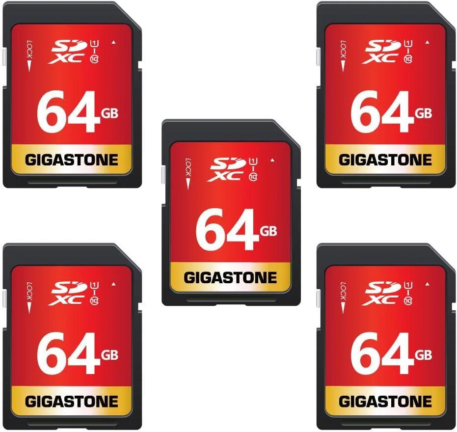 Gigastone Corporation Gigastone Corporation 64GB 5-Pack SDXC UHS-I U1 Class 10 Memory Cards with 5 Mini Cases — 商品写真