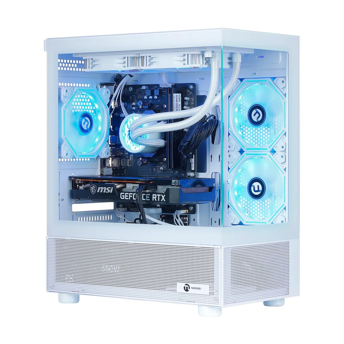 NINGMEI NINGMEI Lumishore Gaming PC Ryzen 7 5700X RTX 5060 Ti 32GB DDR4 1TB White — product photo