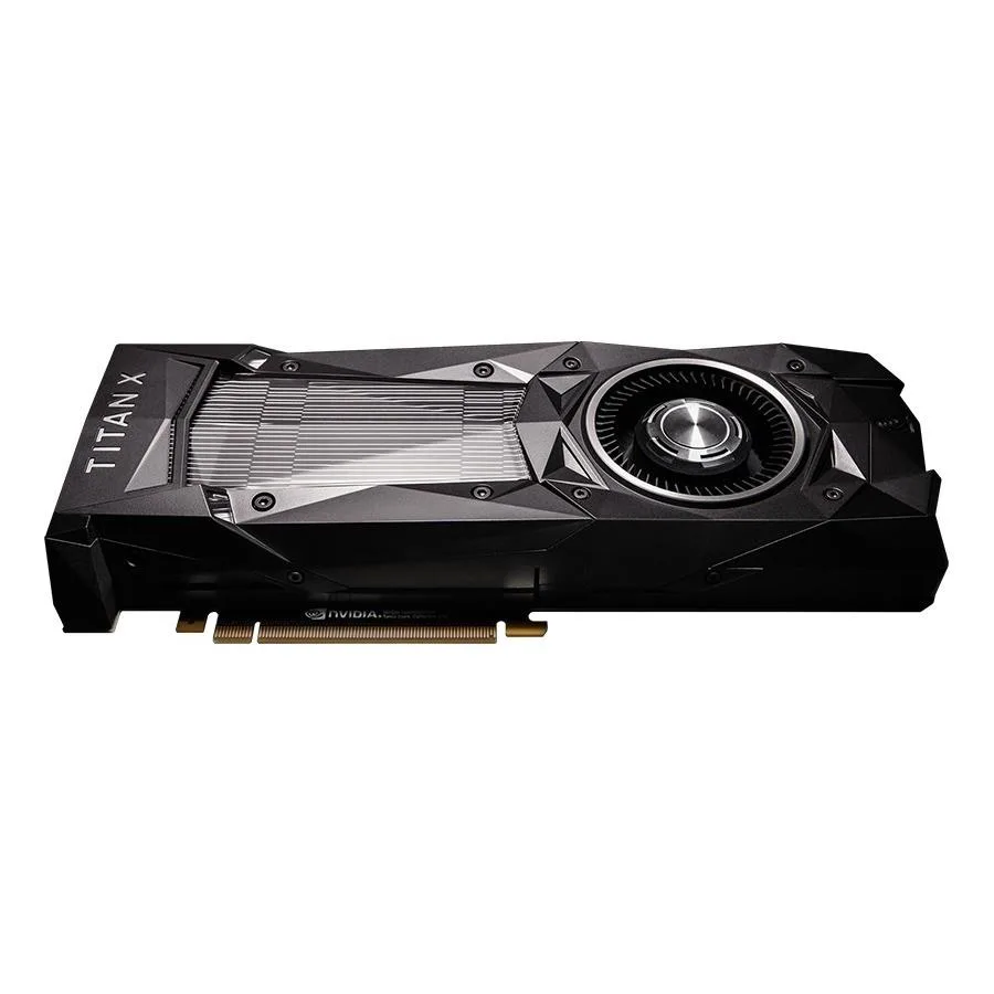 NVIDIA GeForce GTX Titan Xp graphics card, dual-slot, 10.5 inches long, silver cooler with fan, metal backplate, HDMI, DisplayPort