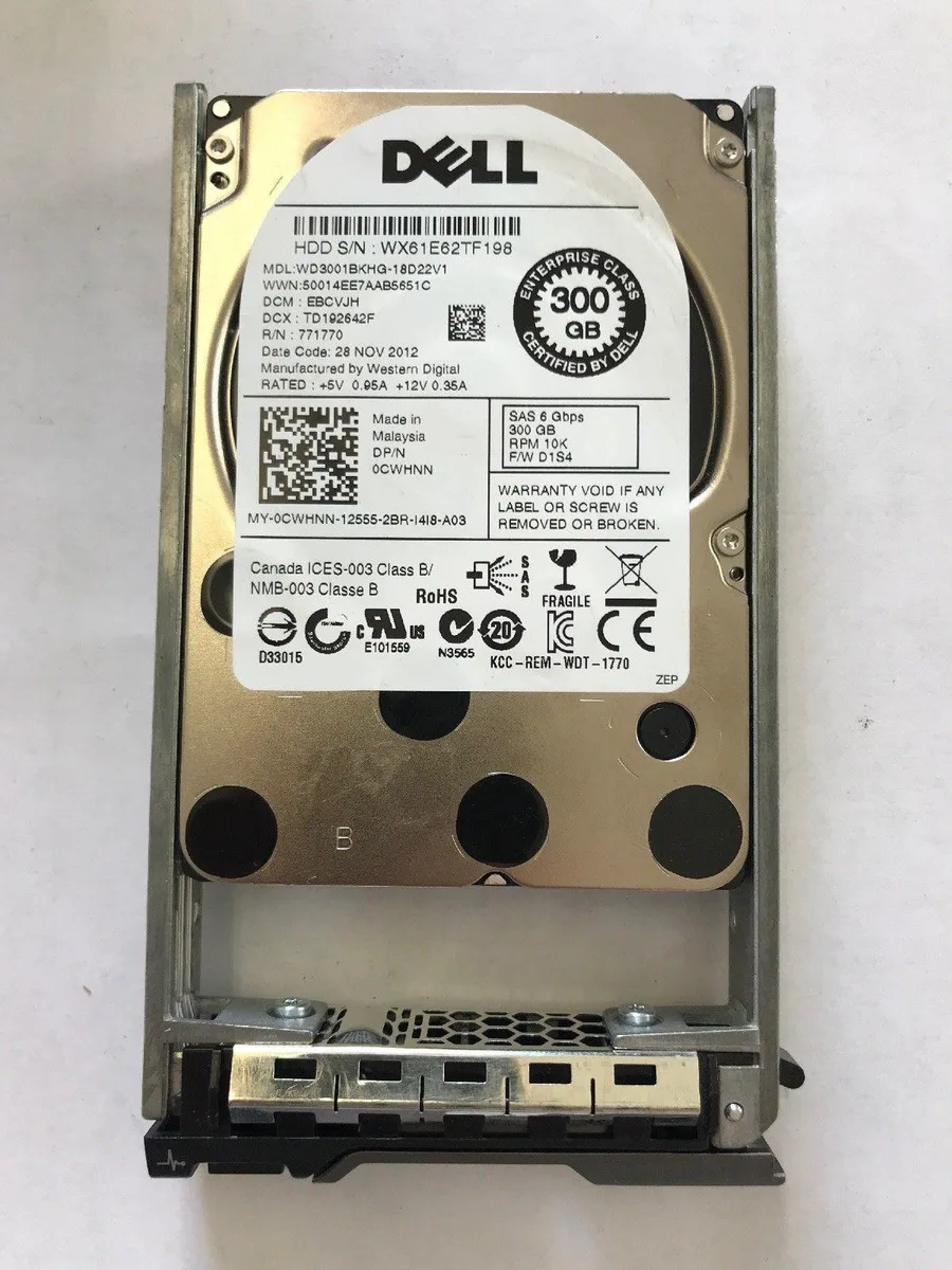 Silver 2.5 inch SAS hard drive in black mounting tray