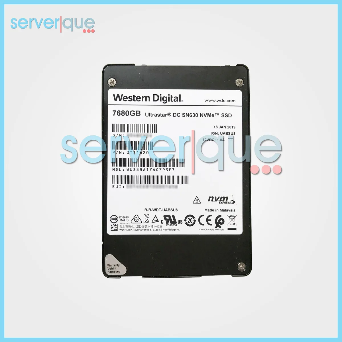 Western Digital Western Digital DC SN6330 7.68TB PCIe NVMe U.2 2.5" internal SSD — photo du produit