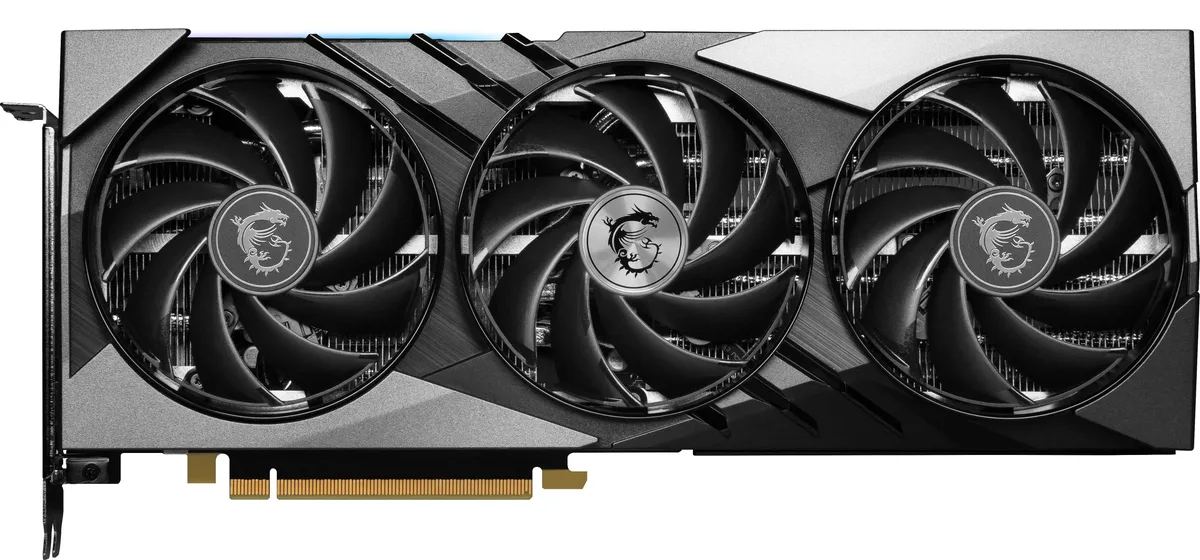 MSI RTX 4070 Ti SUPER Gaming X Slim graphics card with triple-fan cooler and matte black finish