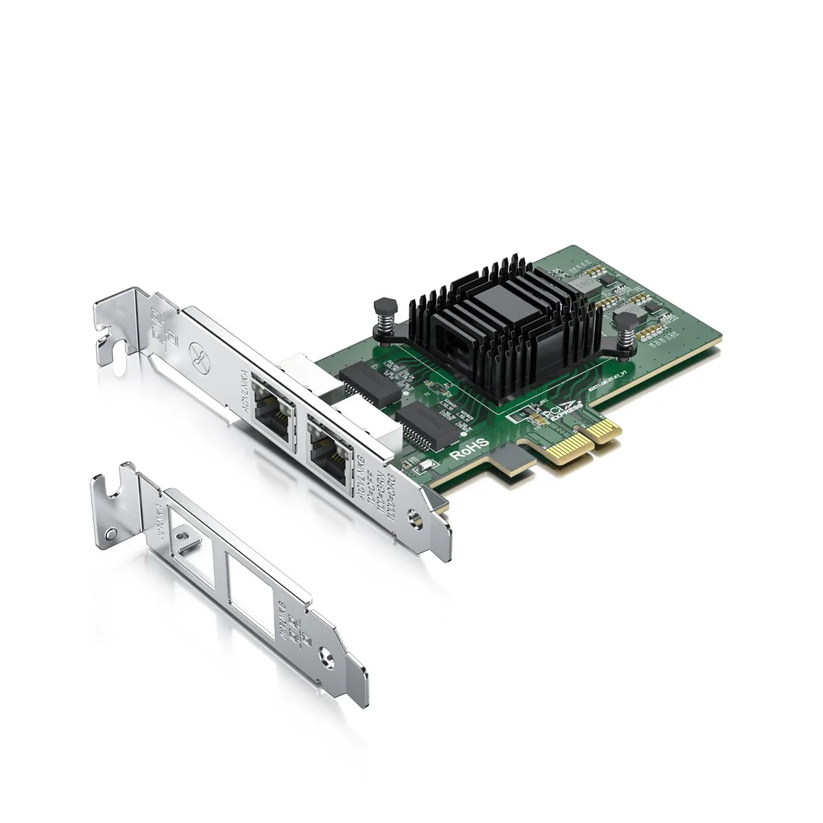 10Gtek 10Gtek 82571-GE-2T-X1 dual-port Gigabit PCIe x1 network card — fotografie produktu