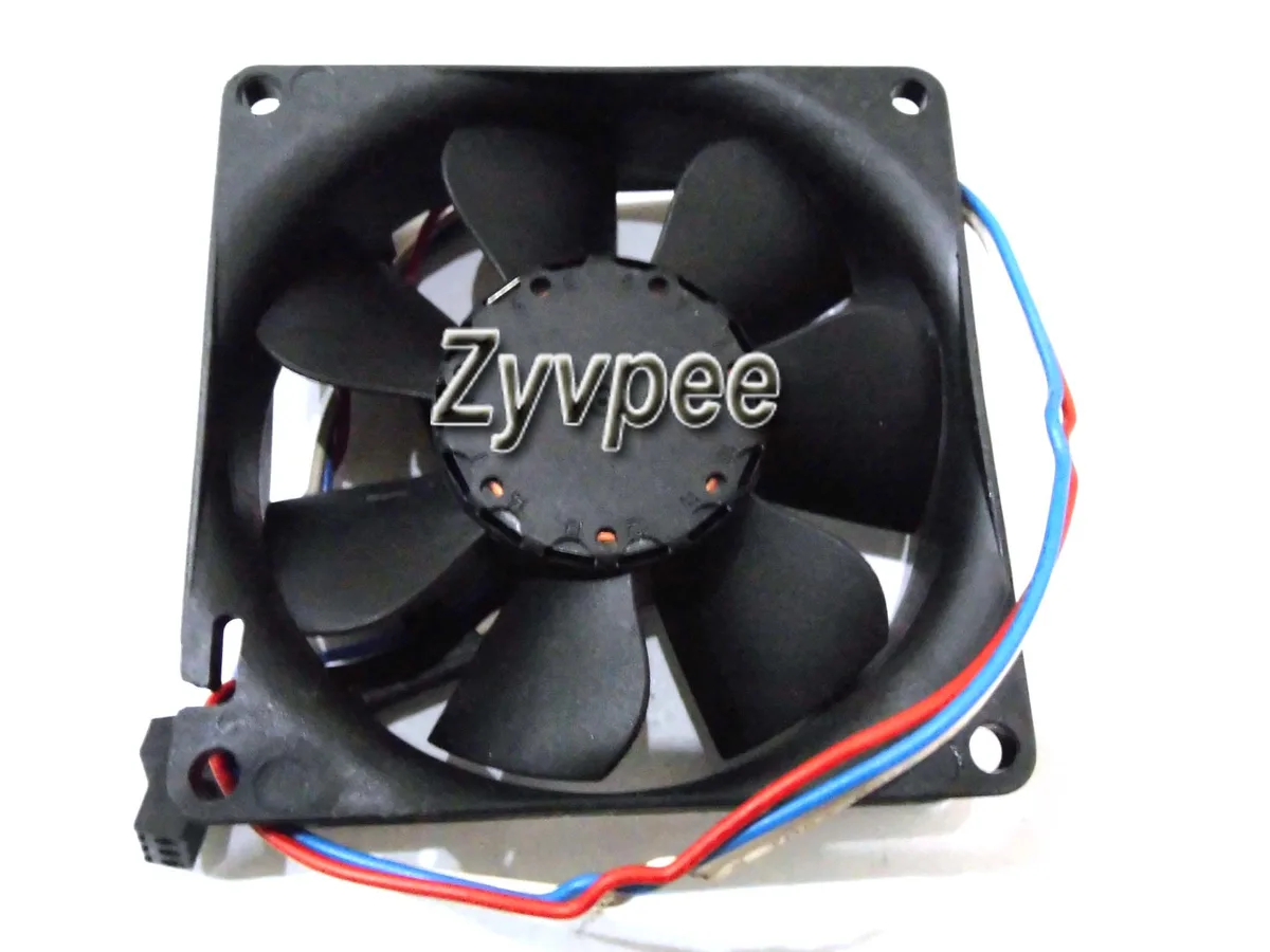 Black 80mm square cooling fan with three wires