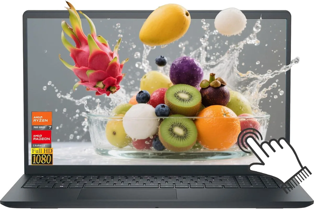 DELL DELL Inspiron 3535 laptop AMD Ryzen 7 7730U 64GB DDR4 1TB SSD 15.6" FHD Touchscreen Windows 11 Pro Black — product photo