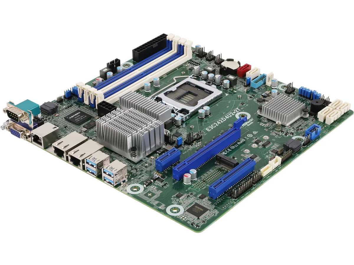 ASRock Rack ASRock Rack E3C242D4U2-2T server motherboard LGA 1151 C242 dual 10G LAN — produktfoto