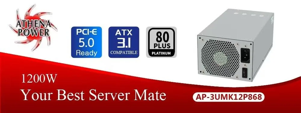 Silver rectangular 3U server PSU with dual fans, mesh grille and rear IEC socket