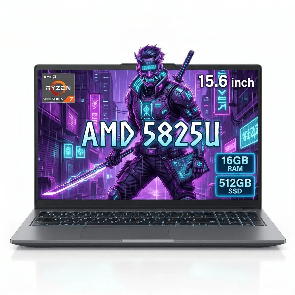 Gray 15.6-inch laptop with backlit keyboard, slim graphite finish