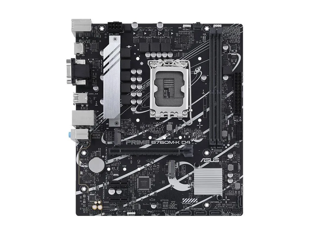 Green Micro ATX motherboard with silver LGA 1700 socket and black DDR4 slots