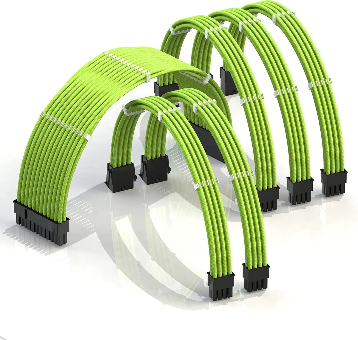 myVolts myVolts PSU Cable Extension Kit 50cm Green 24-Pin 2x CPU 3x GPU 18AWG — photo du produit