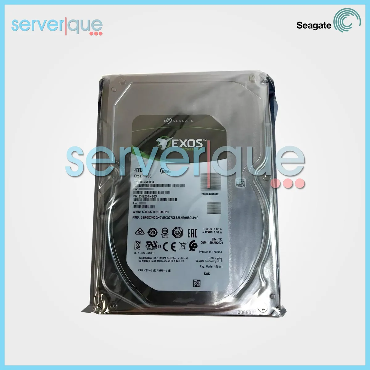 Silver 3.5 inch SAS hard drive with green circuit board