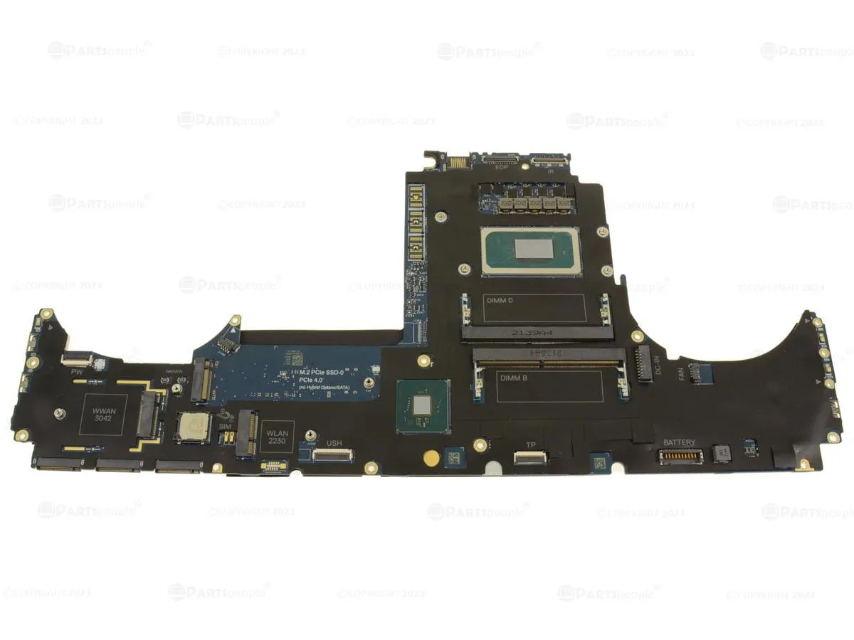 Green Dell Precision 7760 motherboard with soldered Core i7-11800H CPU