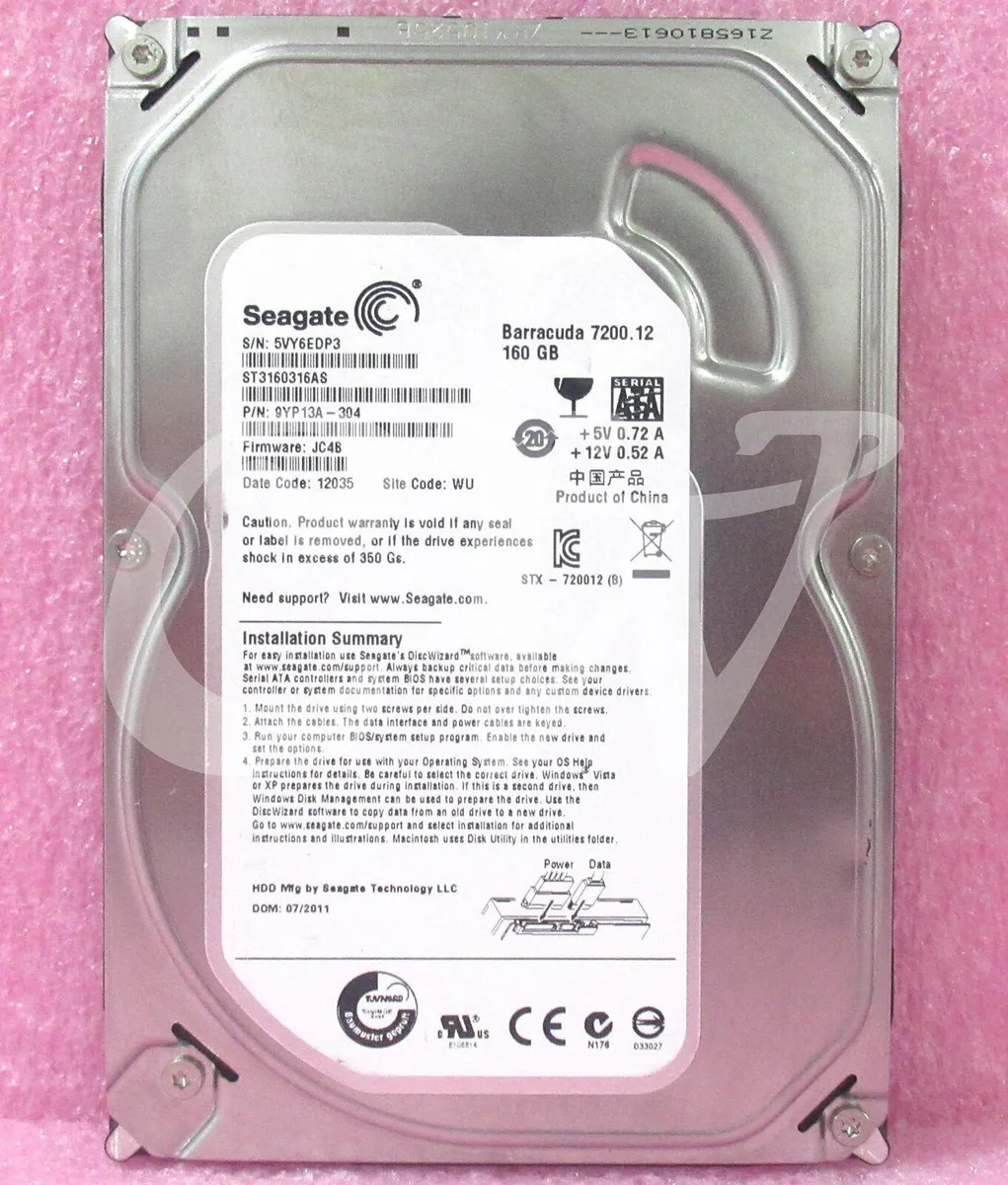 Silver 3.5 inch SATA hard drive with circuit board visible