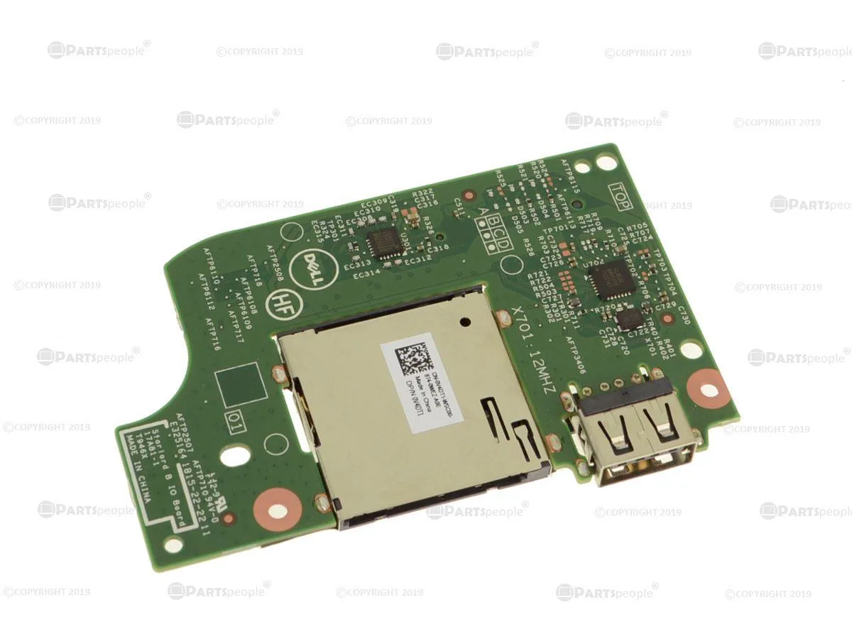 Small green circuit board with USB port and SD card slot