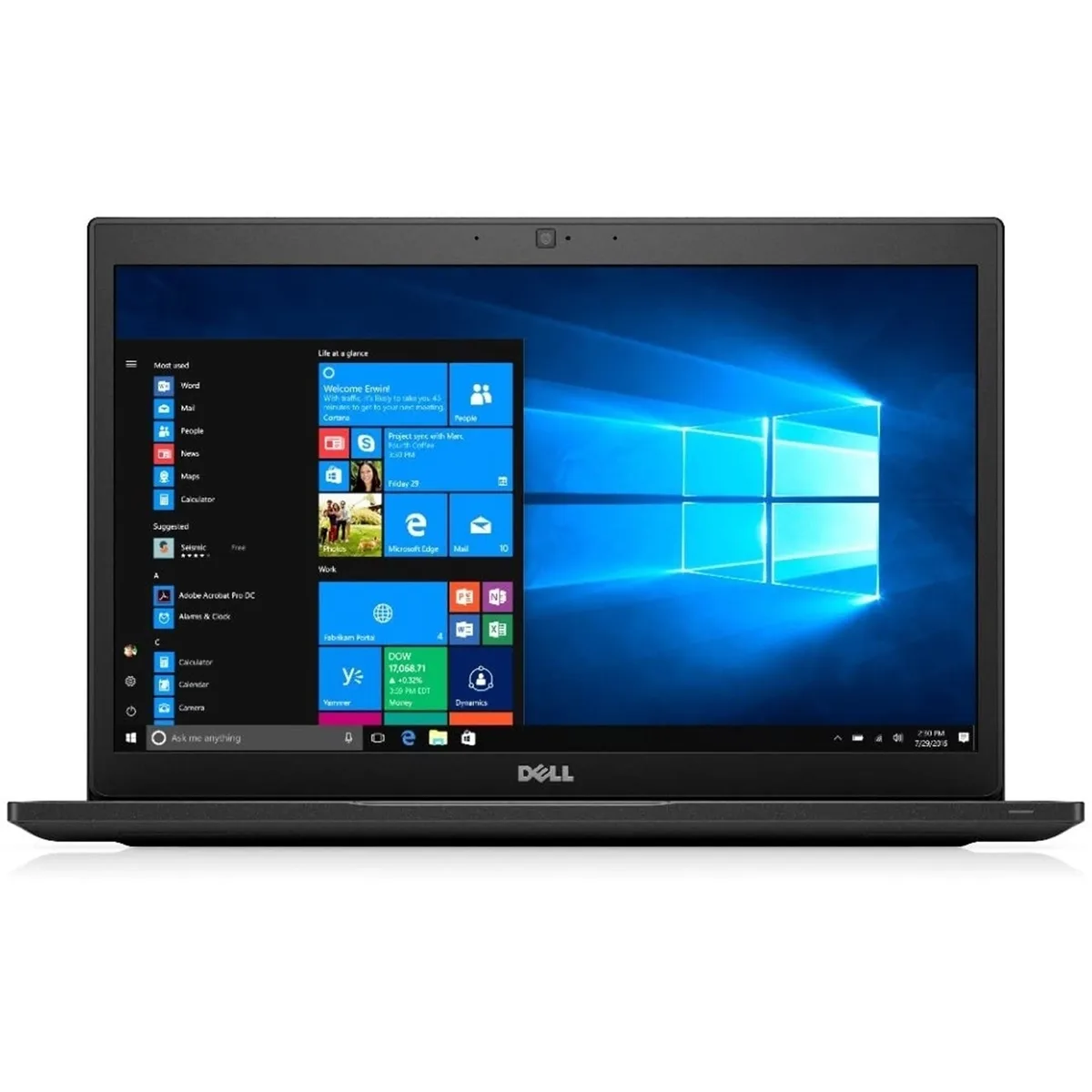 Black Dell Latitude 7480 14 inch laptop, matte finish, closed lid